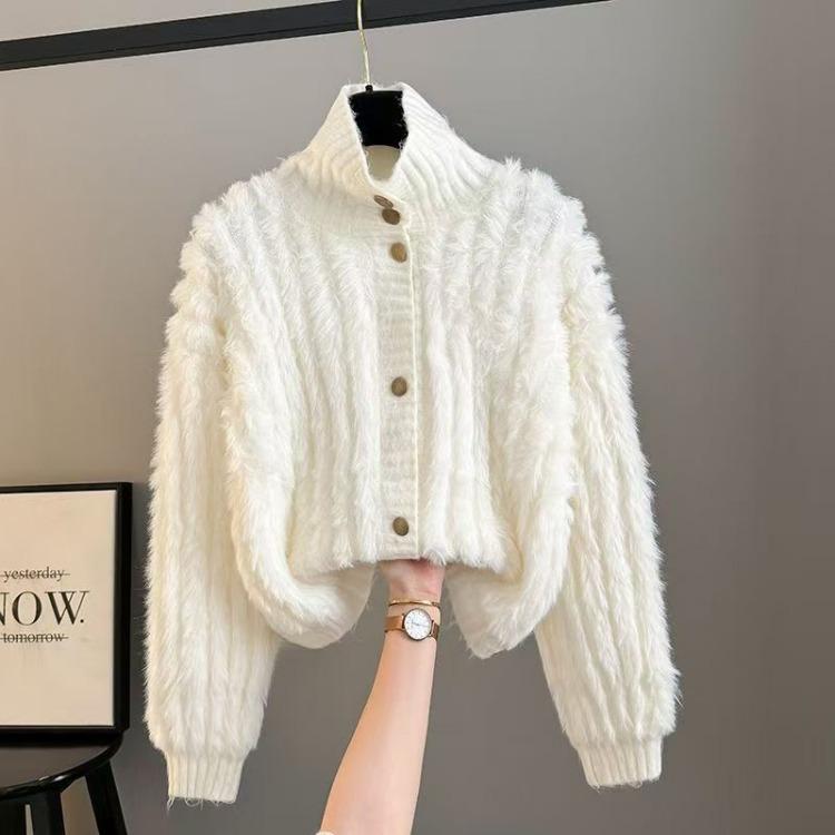 Winter Women Sweater Turtleneck Loose Cardigan Long Sleeve Single Breasted Jacket High End Temperament Coat