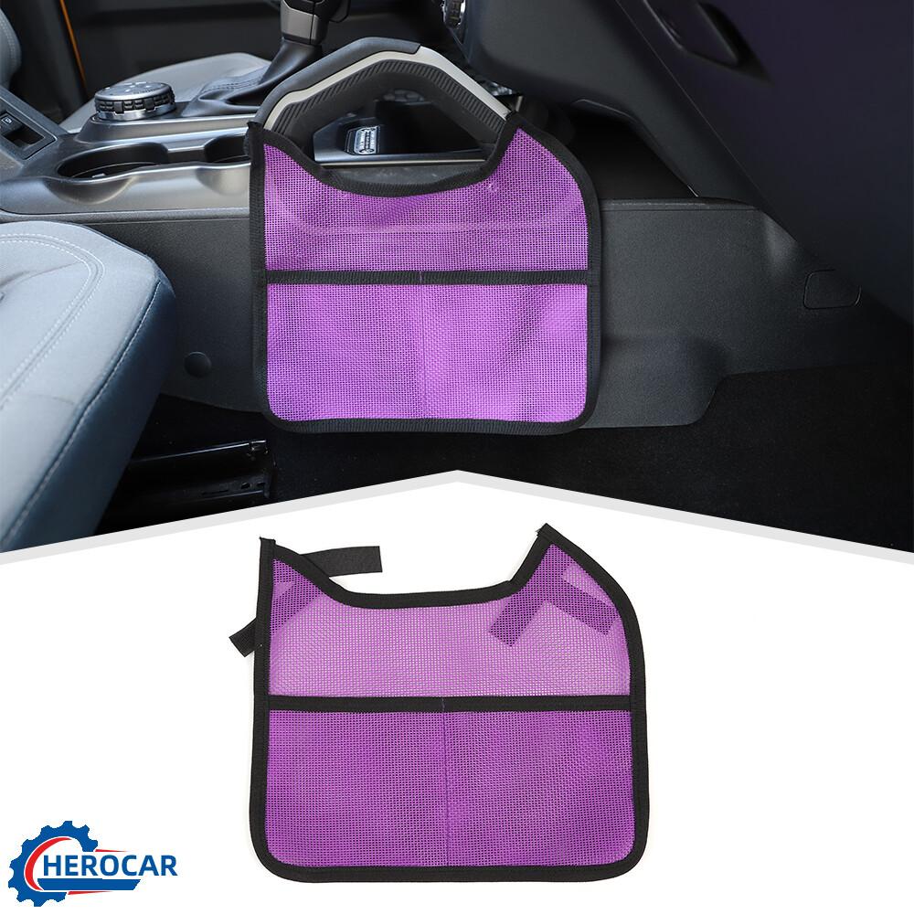 Gear Shift Side Net Pocket Storage Bag Organizer Holder For Ford Bronco Purple