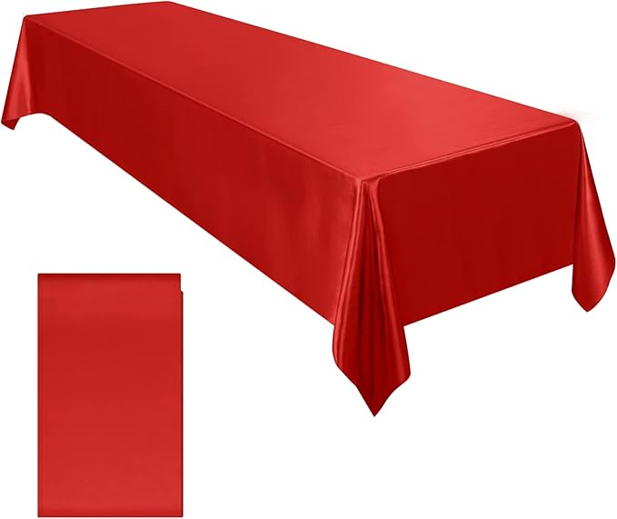 Table Cover Satin Tablecloth Soft Overlay Wedding Satin Large Bright Smooth Silk Rectangle Christmas Banquet Anniversary Dining Party Table Decor