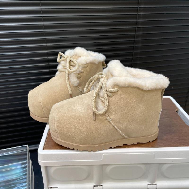 Botas de neve femininas novas de inverno couro fosco veludo quentes feias fofas sapatos pão plataforma elevatória moda botas curtas