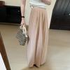 DIMANAF 2025 Summer Spring Women New Wide leg pants Solid Loose Elastic Waist Pleated Elegant Long Pants