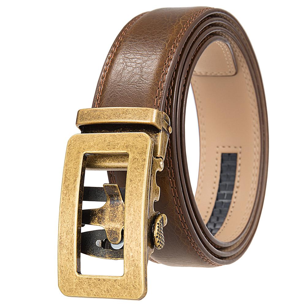 1Pcs Two-Layer Cowhide Automatic Buckle Belt, Men'S Belt, Business Belt Ly35-0838-1