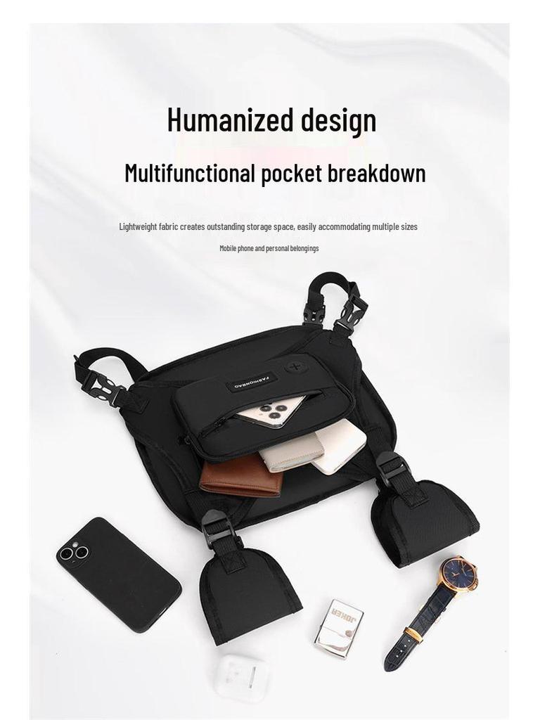 Men's Streetwear Tactical Chest Vest Bag - Functional and Casual Workwear Accessory