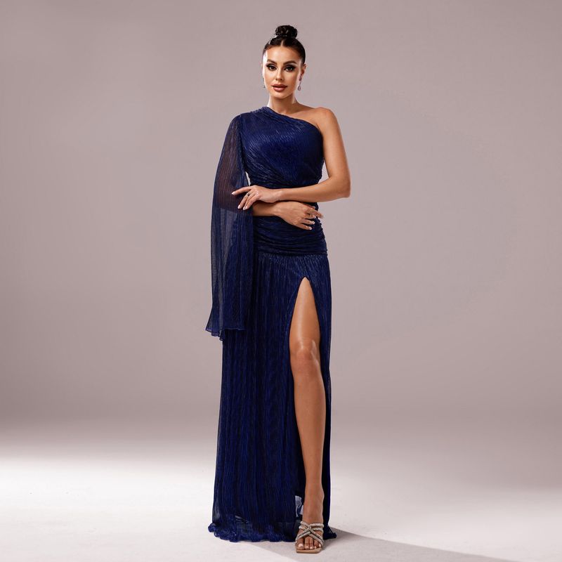 European and American Style Wedding Evening Dress Gown Dress Long Party Dress Blue XL