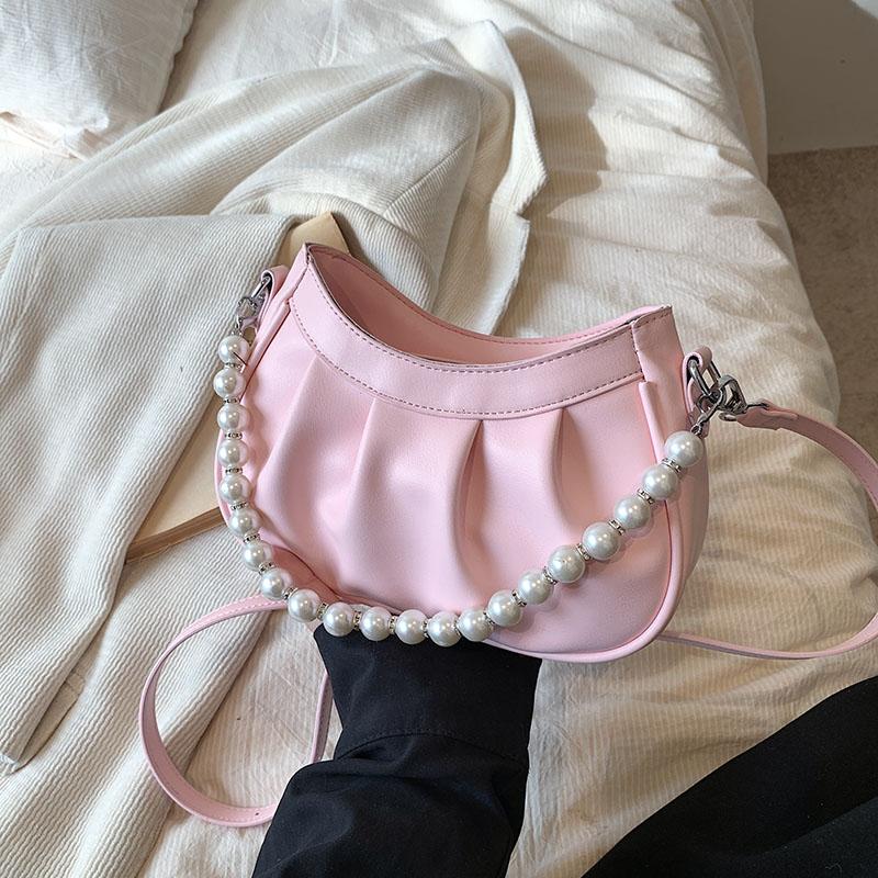 Popular Women Summer Crossbody Bags Fashion Beaded Pearly Single Shoulder Underarm Bags Casual Female Messenger Bag