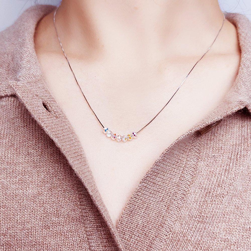 

92.5 Silver Crystal Necklace Aurora White / Package: Basic