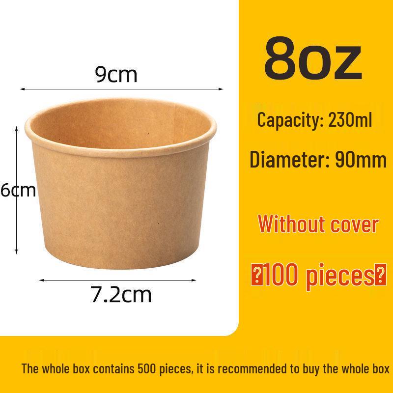 Kraft Paper Soup Bowl with Lid - Disposable Round Packaging for Takeaway Soup & Porridge