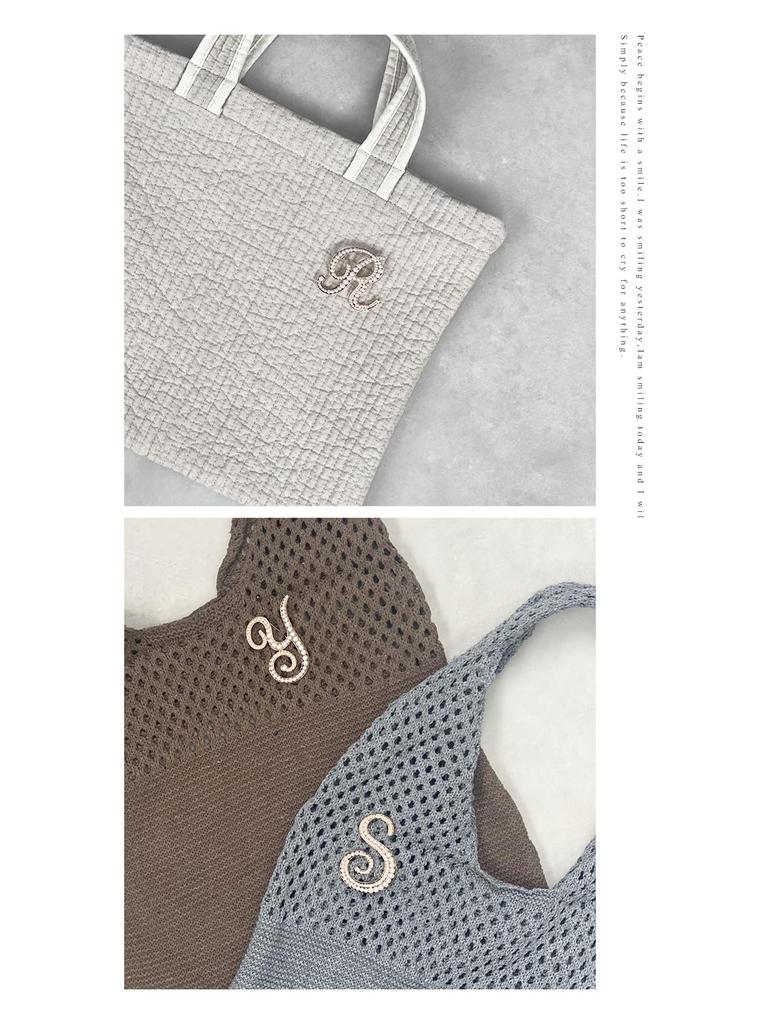 Pearl Brooch Initial Alphabet Pin Badge for Women [Gisele] (Initial M)