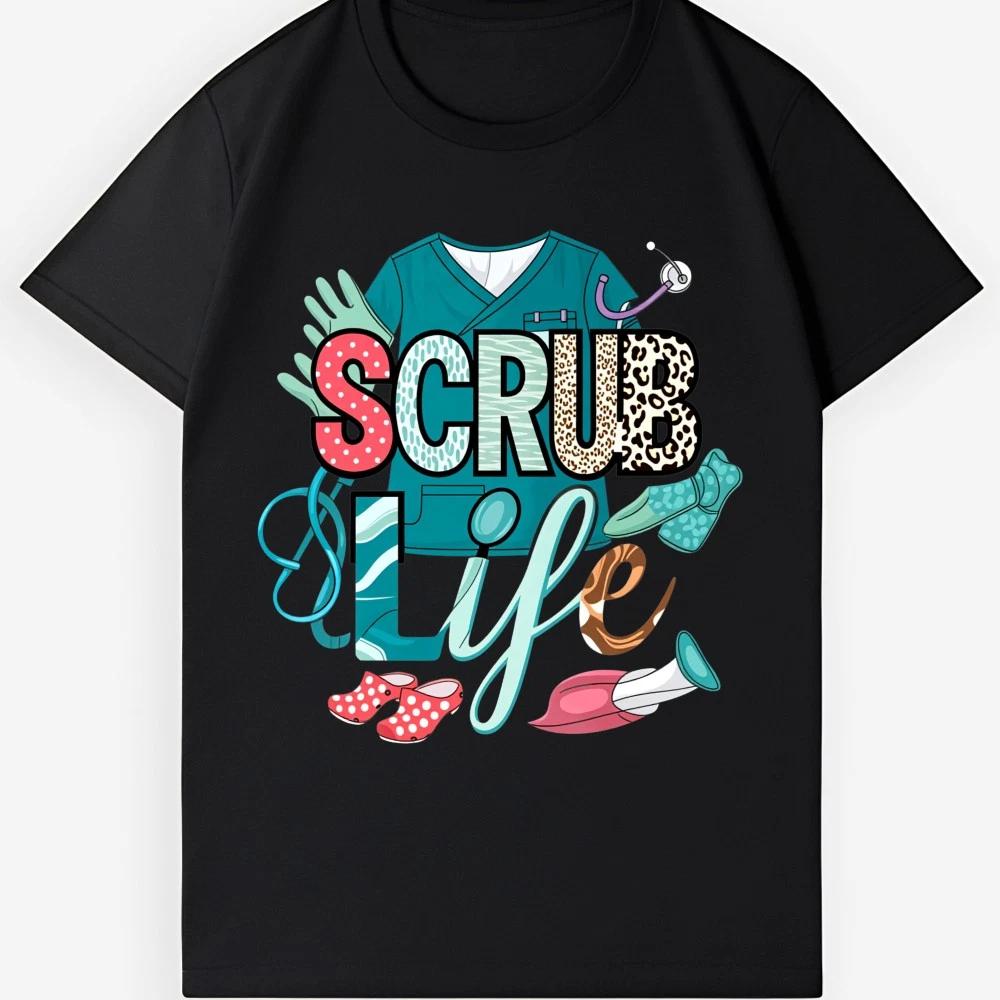 Colorful Scrub Life Nurse Tee - Medical Professional Casual Streetwear S