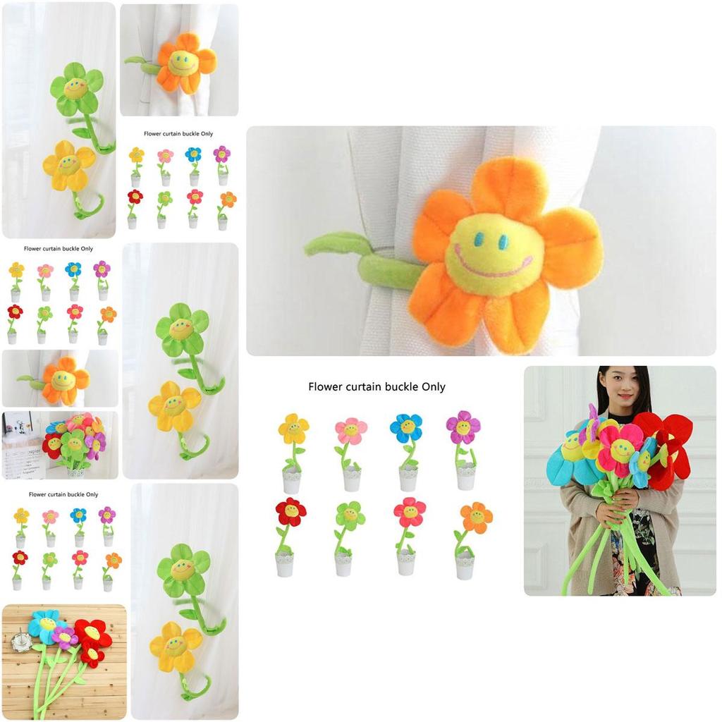 Sunflower Rose Window Treatment Tieback Short Plush 8 Vivid Colors 3 Height Options