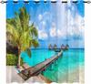 Coastal Beach Hawaiian Palm Trees Pier Landscape 3D Pattern Window Curtain Set for Bedroom Decoration Home Decor Drapes