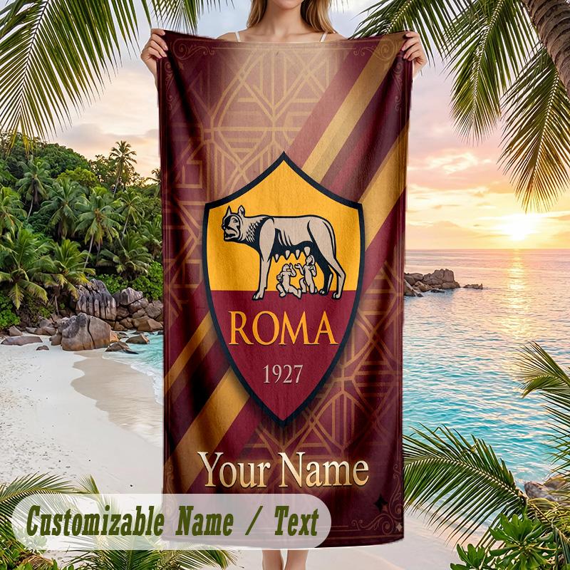 Beach Towel AS Roma Print Custom Name Text Soft Towel for Swimming Pool