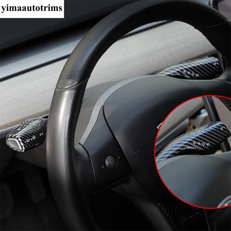 Car Steering Wheel Shift Paddles Lever Decor Cover Trim ABS Red / Carbon Fiber Accessories For Tesla Model 3 Model Y - 2024
