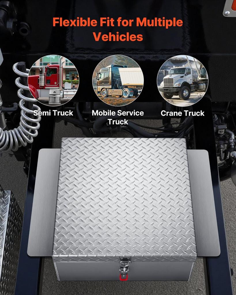 Truck Bed Tool Box, Heavy Duty Aluminum Tool Box with Diamond Plate, Storage Toolbox Chest Organizer Supports up to 100 kg, Ideal for Pickup, Truck