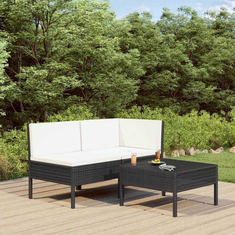 Day and Night - Day and Night 3-piece Garden Furniture Set and Black Synthetic Rattan Cushions