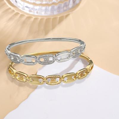 2024 Hochwertiges Armband aus Kupferlegierung mit Zirkonia-Einlage – trendiges Luxus-Accessoire für Mädchen