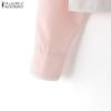 ZANZEA Women Casual Fake Two Piece Solid Color Long Sleeve Shirts