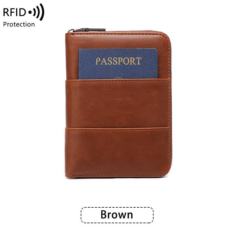 RFID Retro Men's and Women's Passport Bag Fashion Multifunctional Passport Cover Family Pack PUPassportHolder Travel Accessories
