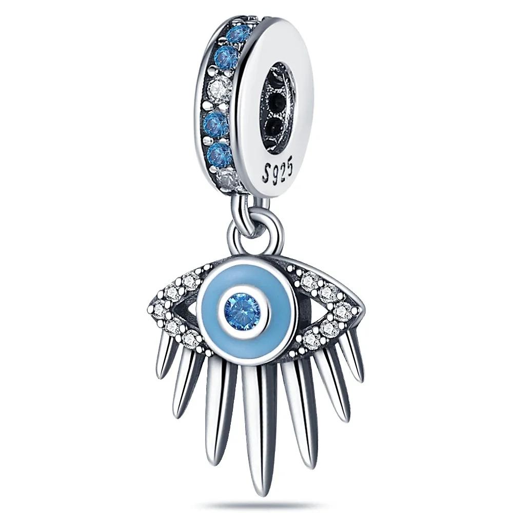 925 Silver Color Evil Eye Charm Demon Eye Bead For Original Bracelet&Bangle DIY Making Fashion Jewelry Gift