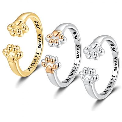 Adjustable Cat Paw Open Ring for Men and Women