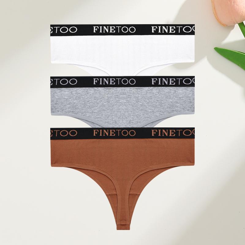 3Pcs Cotton High-Waist Thongs Underwear Women's Breathable Elastic Belt Panties Sexy Plus Size Comfortable T-Back Lingerie S-XXL