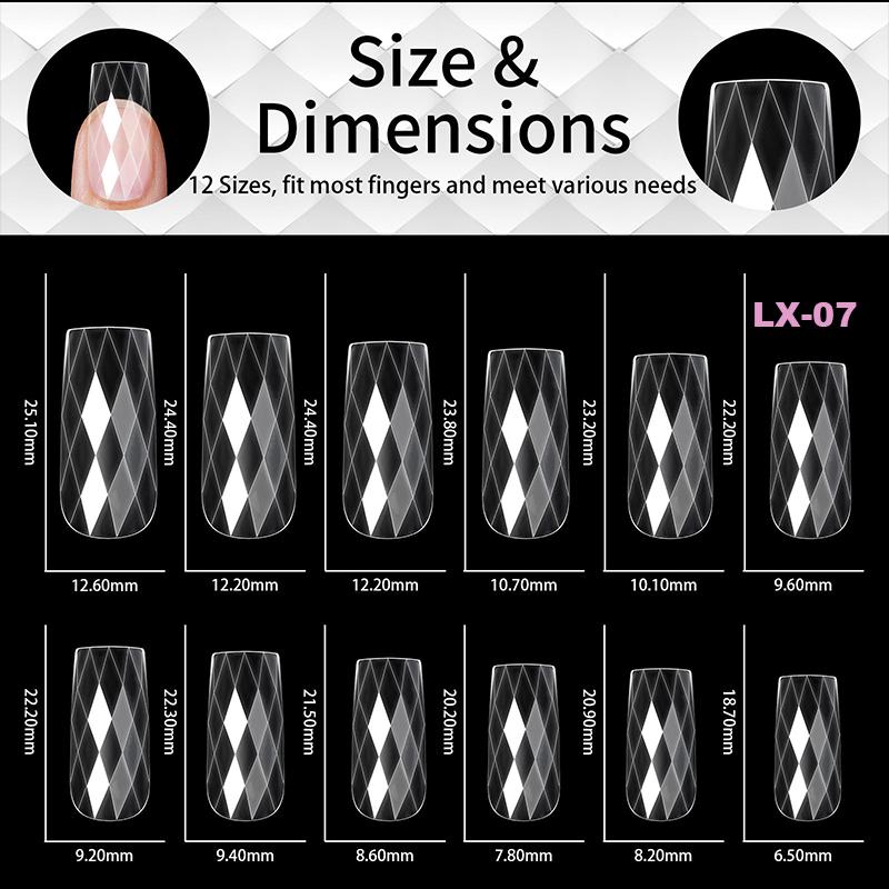 Luxury Diamond Almond Press On False Nail Tips Classic Trapezoidal Full Cover Soft Fake Nails Extension DIY Manicure Salon Tools