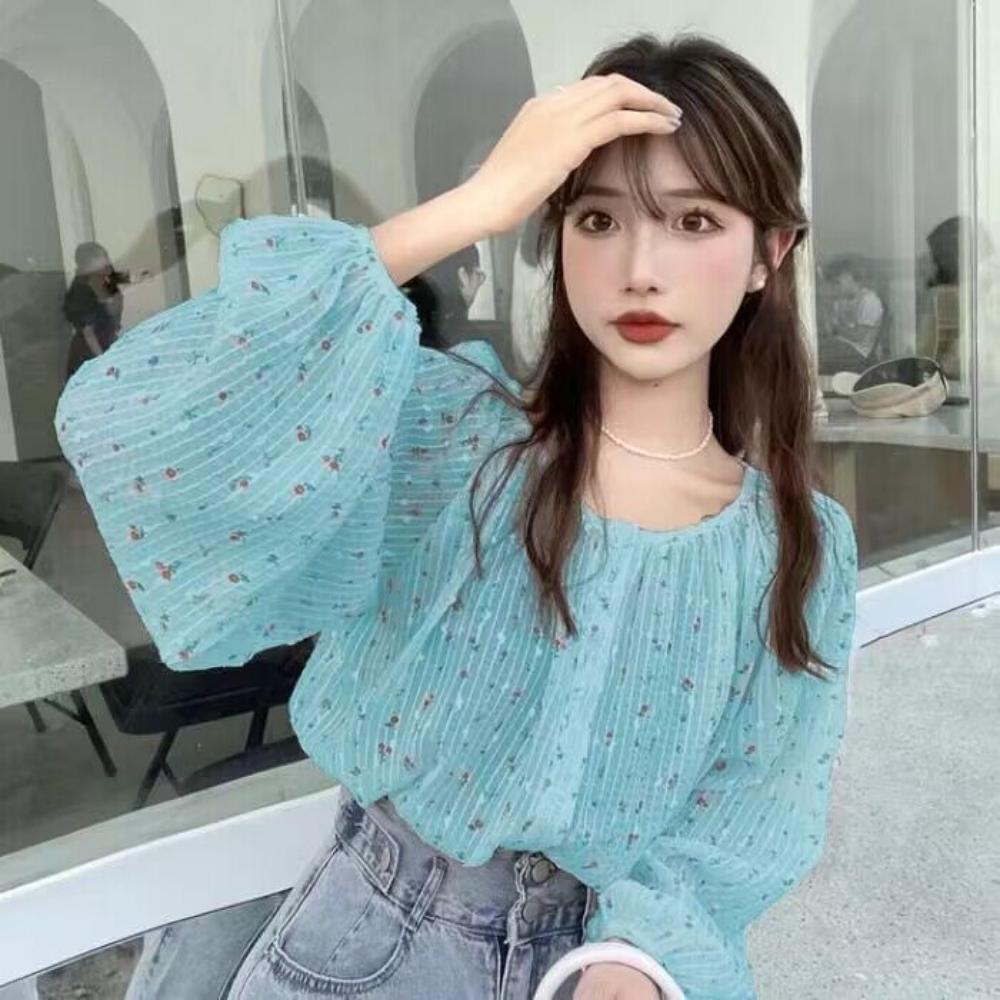 French-style Niche Chic Floral Blouse for Women New Summer Long-sleeve Top