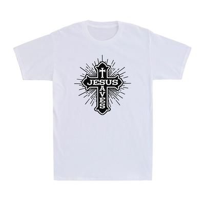 Jesus Rettet Kreuz Christentum Christentum Neuheit Vintage Herren Baumwoll-T-Shirt Unisex T-Shirt
