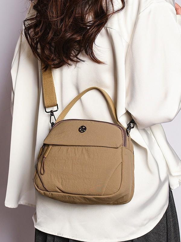 Nylon Handheld Bag With Zipper Closure For Daily Urban Use