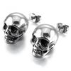 1pair Punk Skull Earrings for Men Boys Cool Jewelry Hip Hop Stud Vintage Rock Skeleton Style