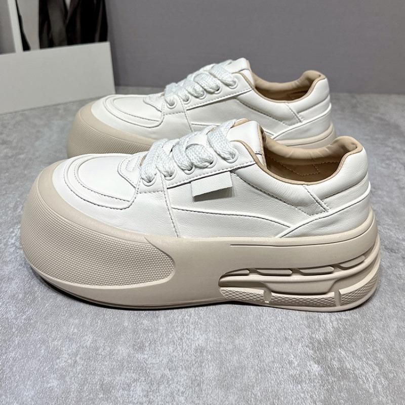 Ugly Cute Big-headed Bread Shoes Women's Autumn New Versatile Thick-soled Heightening with Wide-leg Sports and Leisure Board Shoes