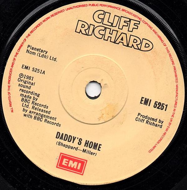 

7inch Record CLIFF RICHARD Daddys Home EMI5251 EMI 1981 UK Rock Used