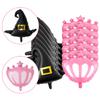 12Pcs Wicked Party Ballons Accessory Set Wicked Party Balloons Black Witch Hat and Pink Princess Crown Decoration