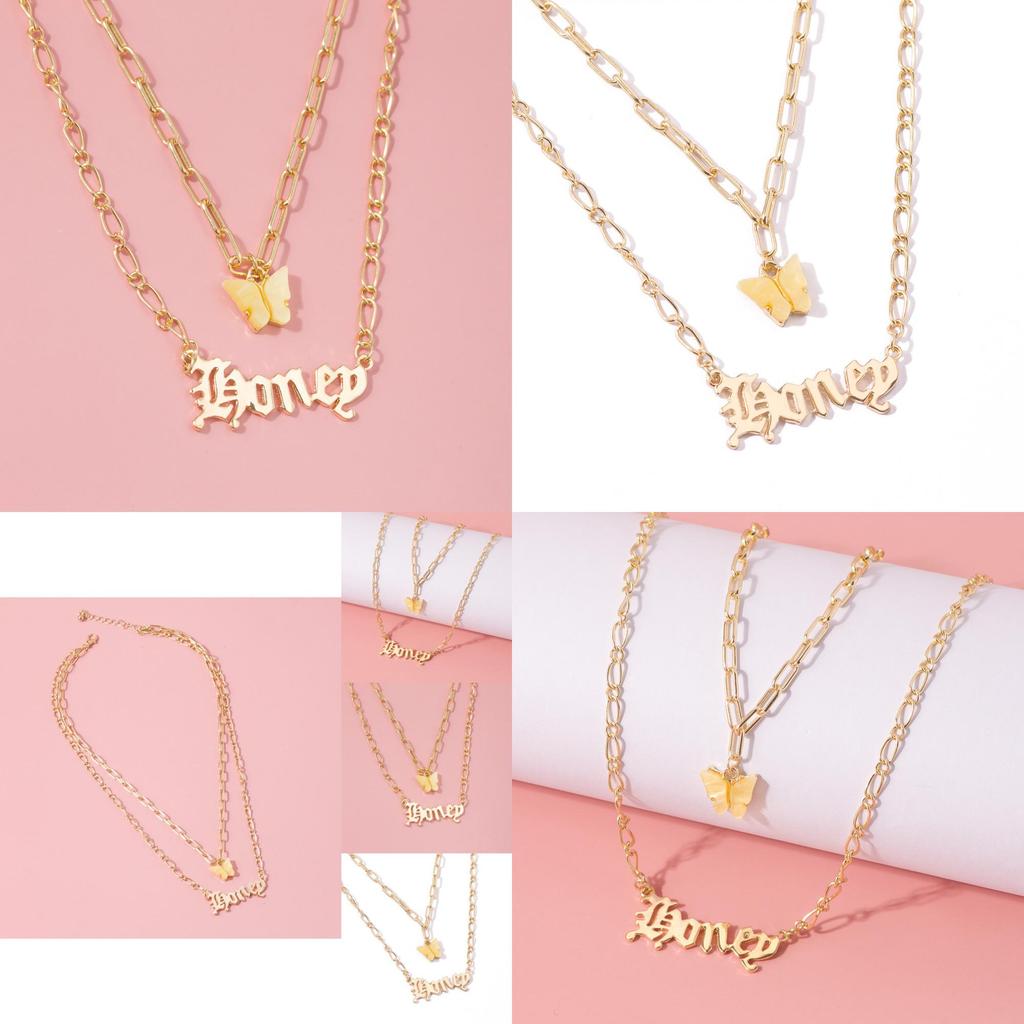 Unique Two Layer Butterfly Necklace With Adjustable Chain For Fashionable Women