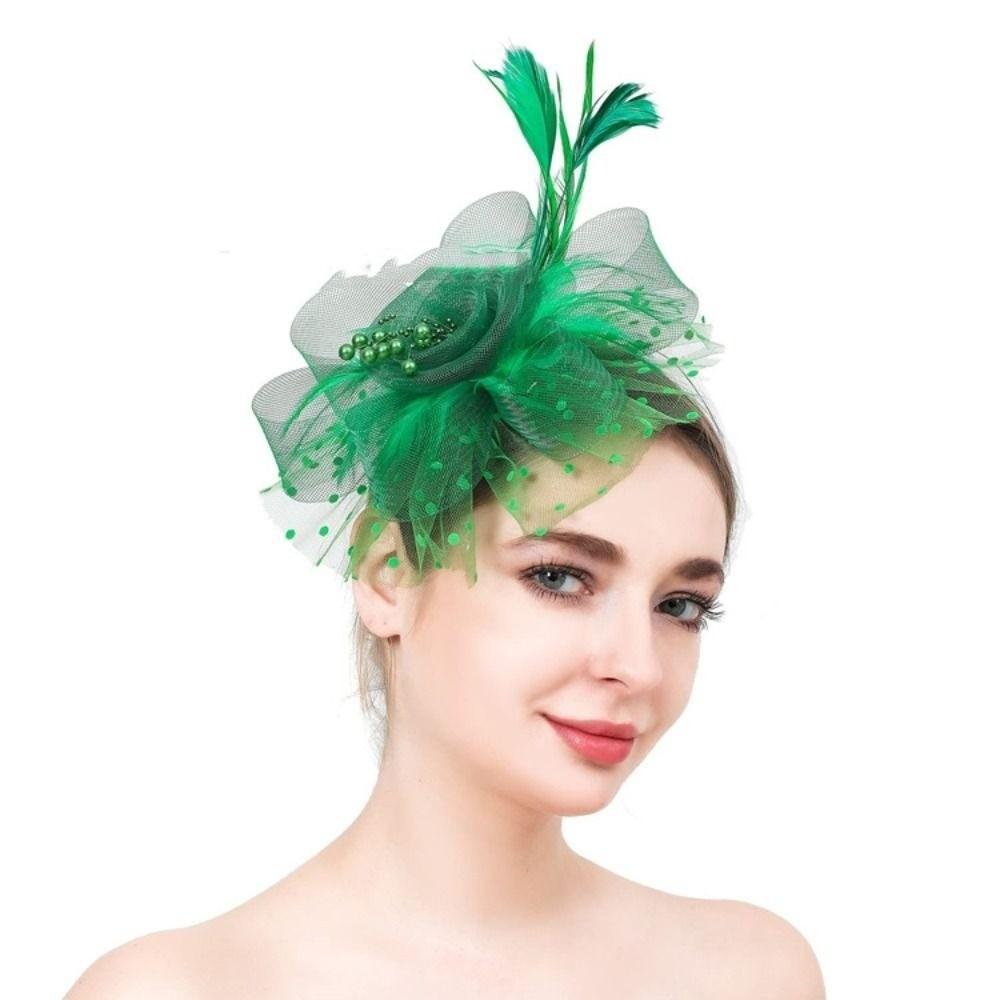 Hair Clip Feathers Fascinator Hat Hoop Flower Mesh Bride Headdress Party Mesh Hair Band  Wedding