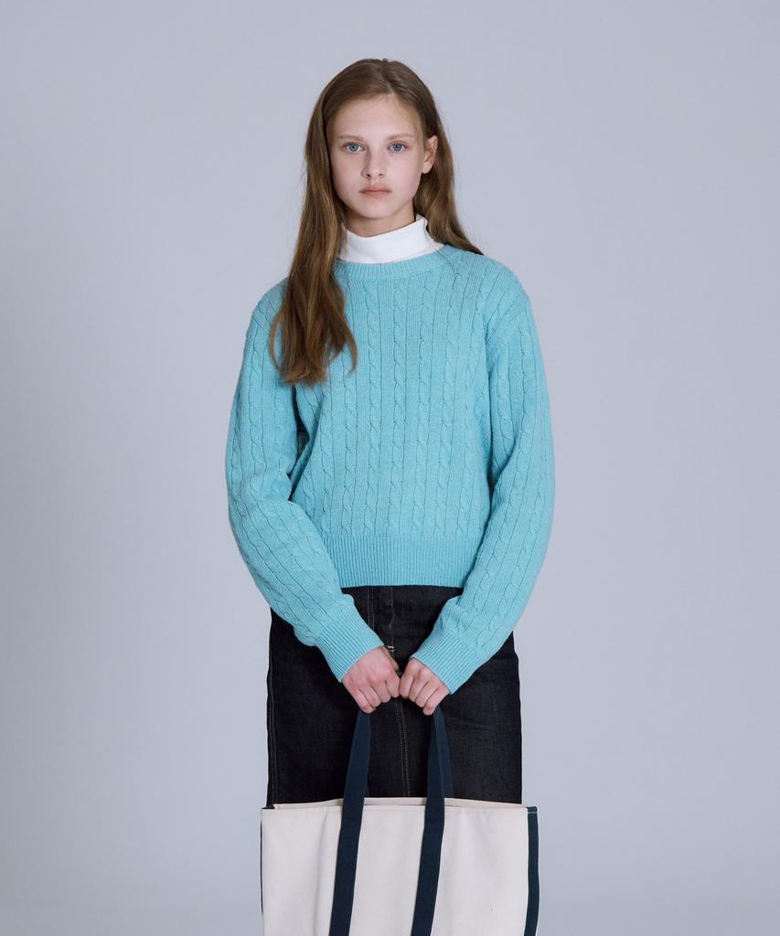BASIC HOUSE [2Pack] Women'S Cable Round Neck Crop Knit 2-Pack (5 Colors) Lykt7201