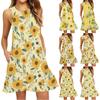 Robe de plage tendance pour femme, sans manches, col rond, imprimé floral