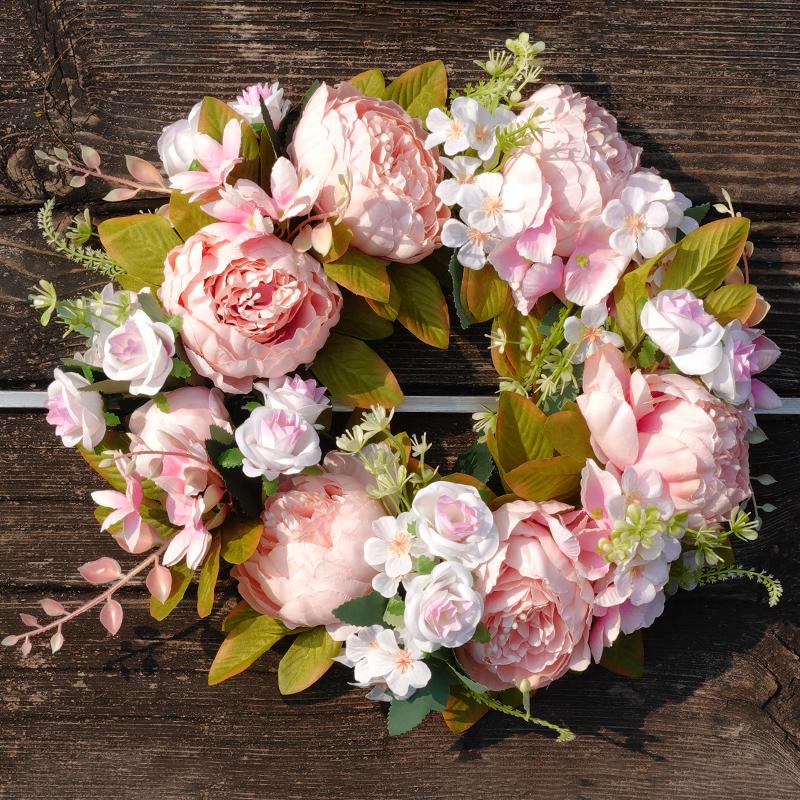 Artificial Peony Wreath Hanging Door Decoration Wedding Lintel Flower Wedding Christmas Wreath Living Room Holiday Decoration