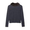 Women's Faux Fur Turn-Down Collar Knitted Cardigan - European and American Fashion