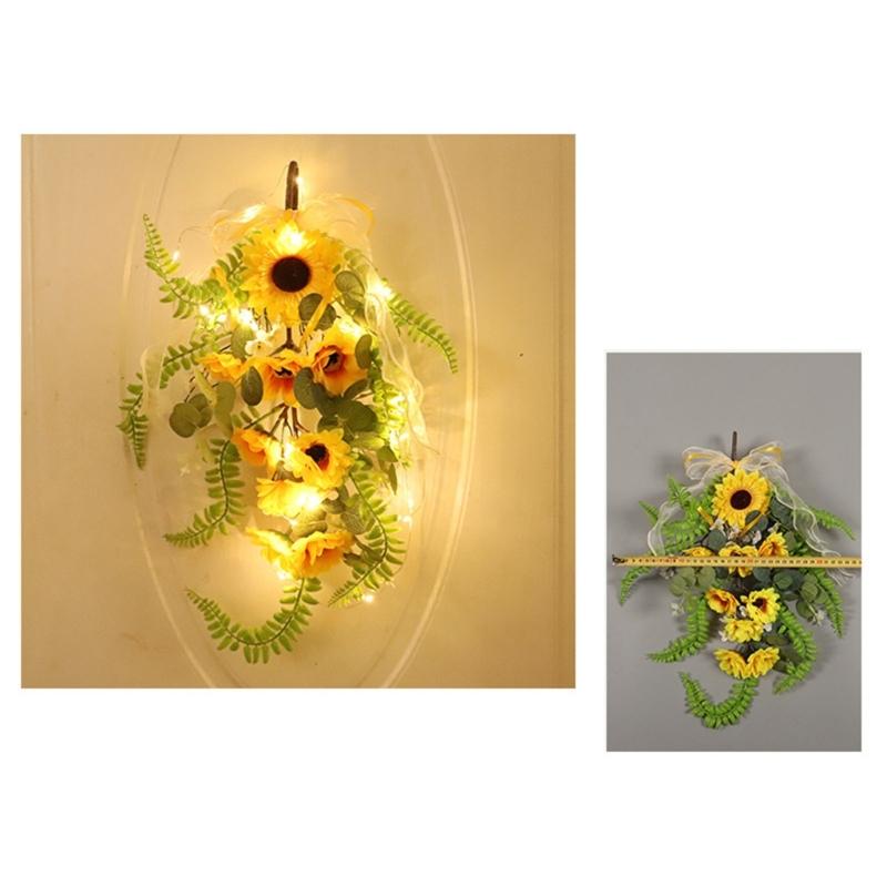 Easy To Install Faux Sunflower Wall Hanging Ornament Green Plant Decoration for Home or Commercial Space