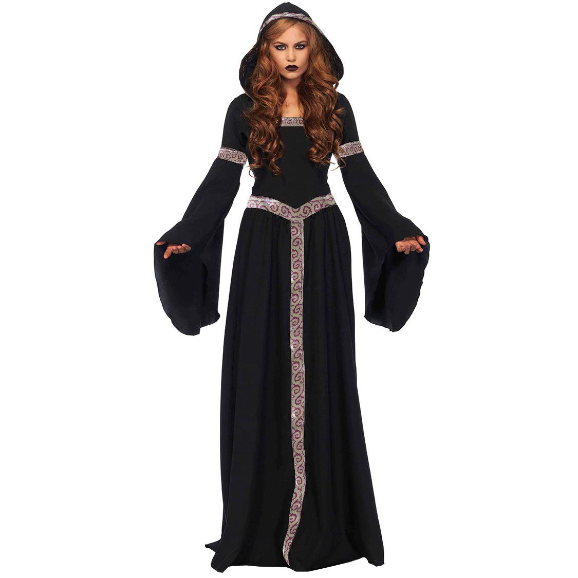 

Новый, средневековый ретро придворный костюм, костюм черной злой ведьмы, костюм ведьмы на Хэллоуин M чёрный