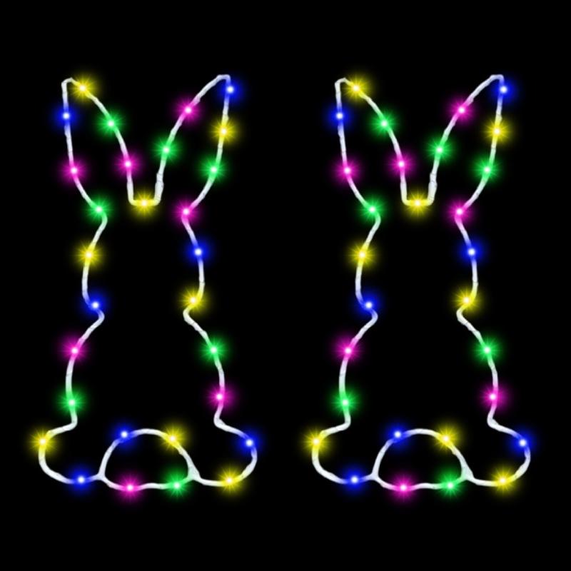 

2/4PCS Easter Window Light with Suction Cup Battery Operated Easter Bunny Carrot Decoration Led Light for Indoor Bedroom Decora