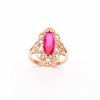 Russian Purple Gold Fashion Water Drop Pattern Red Stone Hollow Ring Plated Rose Gold Pigeon Blood Red Ring Women
