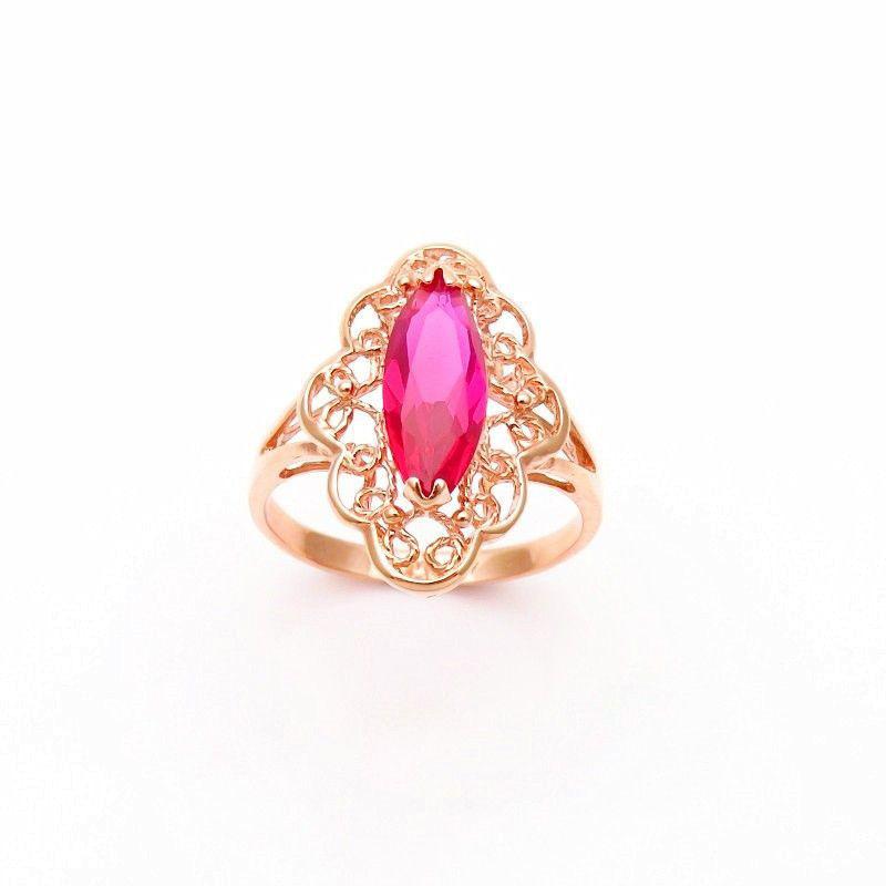 Russian Purple Gold Fashion Water Drop Pattern Red Stone Hollow Ring Plated Rose Gold Pigeon Blood Red Ring Women