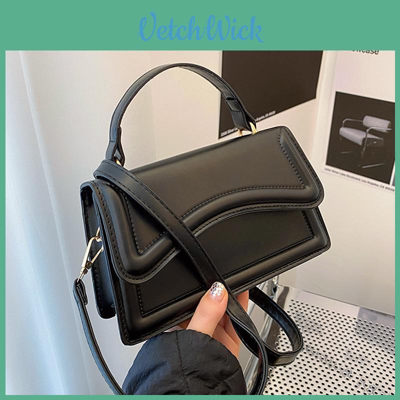 Pu Small Square Bag With Top Flap For Daily Casual Womens Street Style