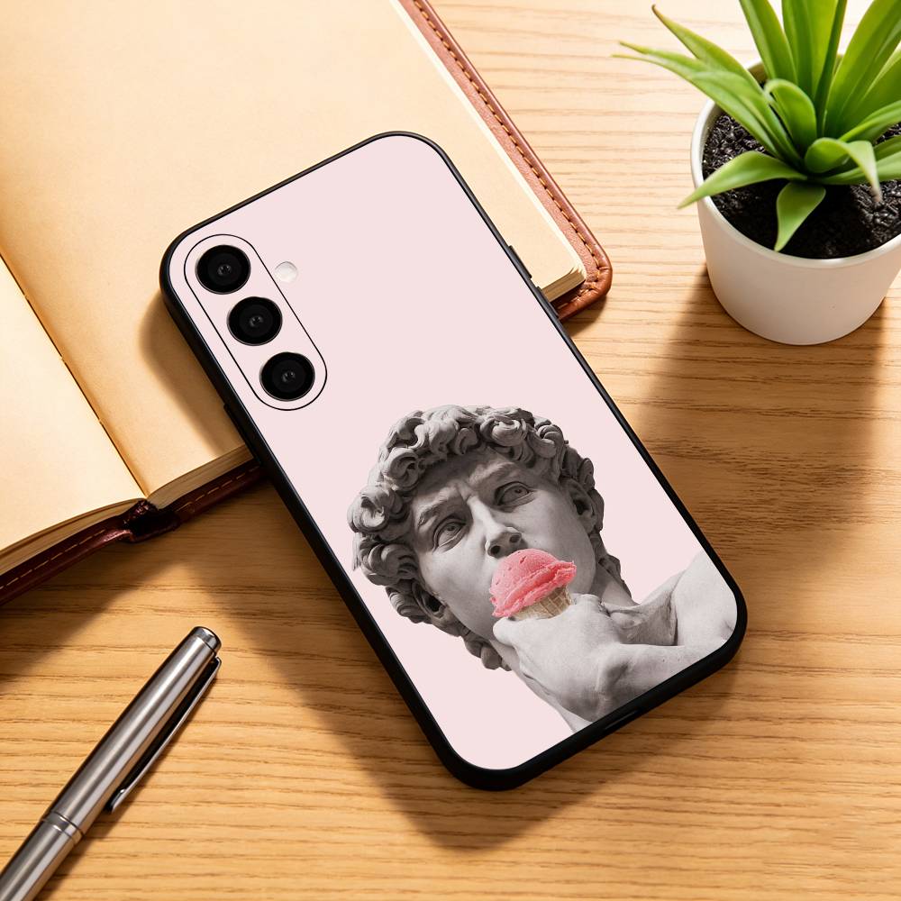 Aesthetic Funny David Mona Lisa-a Phone Case For Samsung Galaxy A73,A72,A71,A70,A53,A52,A51,Soft Silicone Black Cover