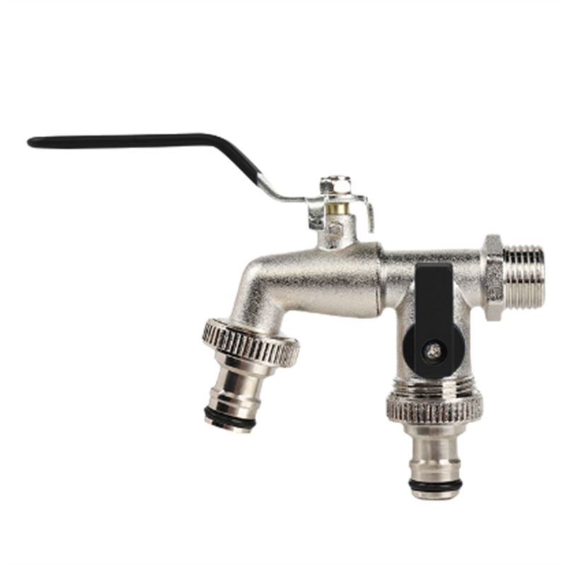 A60zalloy Garden Faucet Dual Control Water Discharge Replacement Adapter Double Nipple Faucet With Handle Easy Turn On/Offmay
