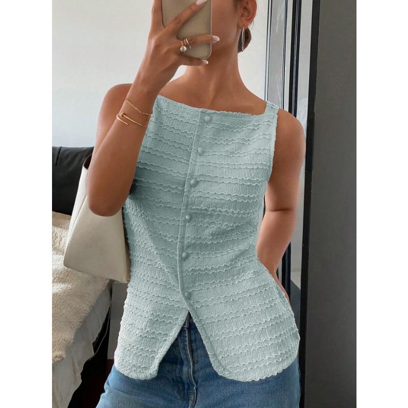 

Women s Fashionable Casual Summer/ Spring Printed Sleeveless Round-neck Blouse Shirt XXL світло-синій колір