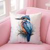 Kingfisher Watercolor Painting Pillow Case Comfort Sofa Bed Silky Elegant Invisible Zipper Custom Decorative Cushion Cover