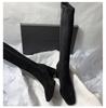 Soft leather suede but knee boots women's thick heel high heel autumn and winter new high boots elastic thin boots